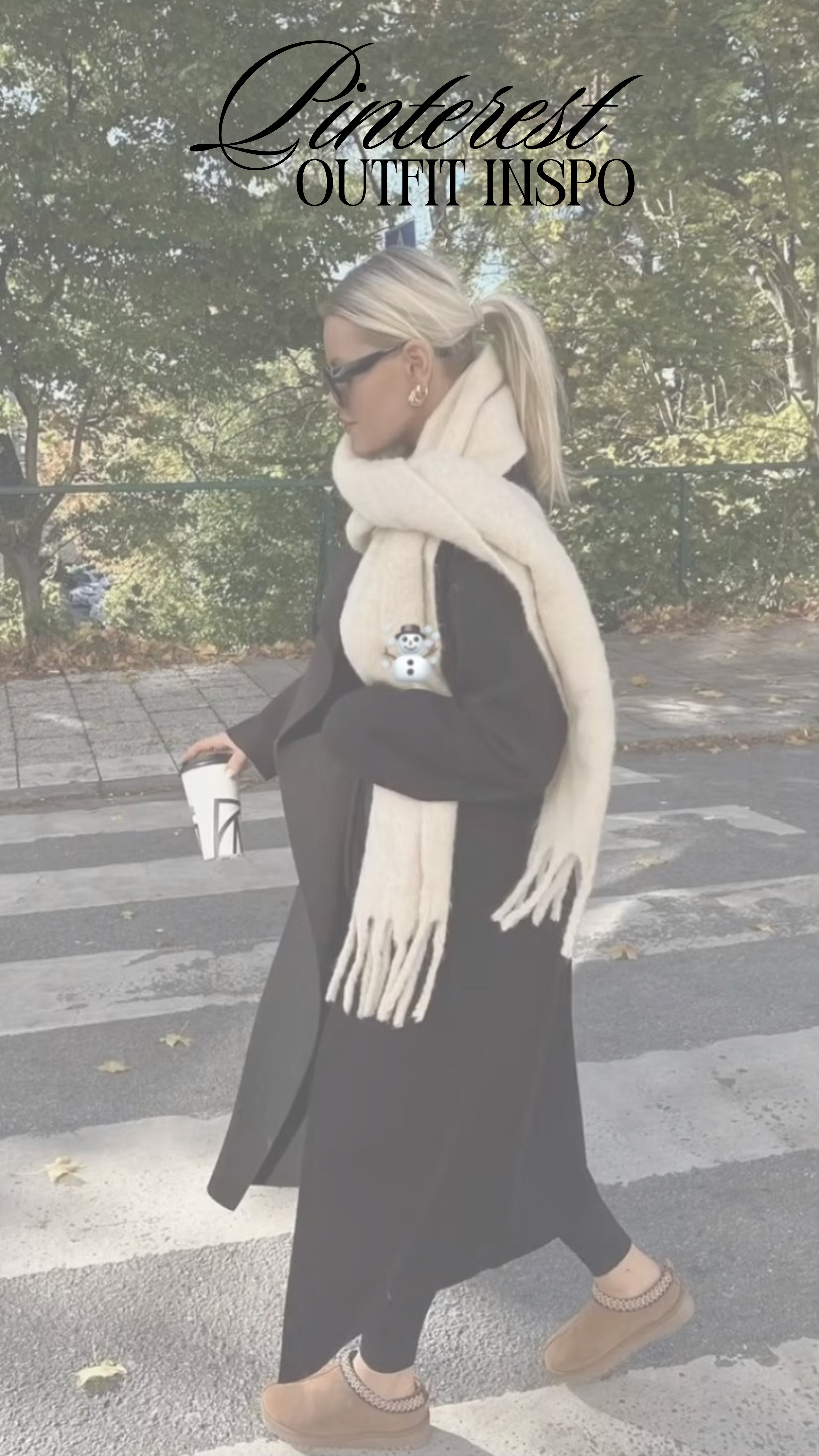 effortless fall layering 
a chic oversized coat, cozy fringe scarf, and classic UGG slippers make for the ultimate comfy-on-the-go look 

#FallStyle #OOTD #CozyAndChic”