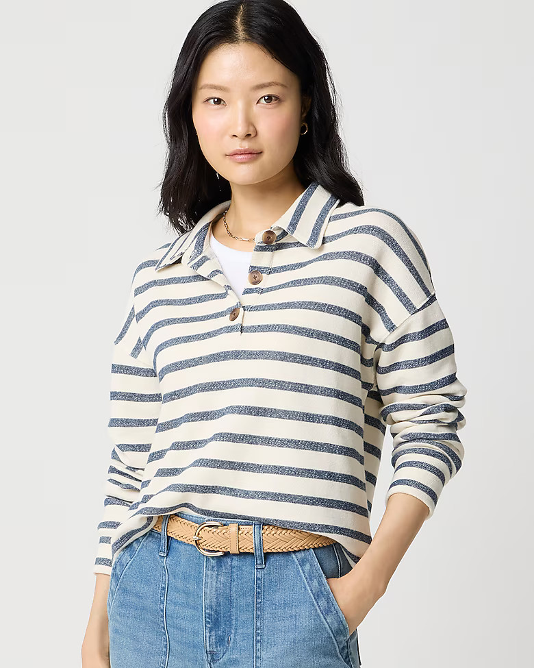 Striped collared terry sweatshirt | J.Crew Factory