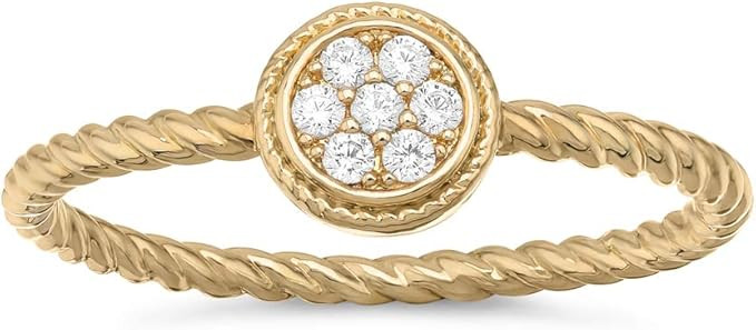 Mytys Stackable Girls Rings 14K Gold Crystal Cable Cocktail Rings Engagement Wedding Ring for Wom... | Amazon (US)