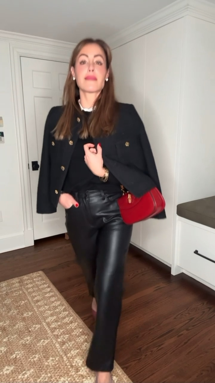 A power holiday outfit if you ask me❤️ my Blue Revival pants were not linkable so I linked them in another color and found a similar style for you. 

Leather pants | holiday style 

#LTKStyleTip #LTKWorkwear #LTKHoliday
