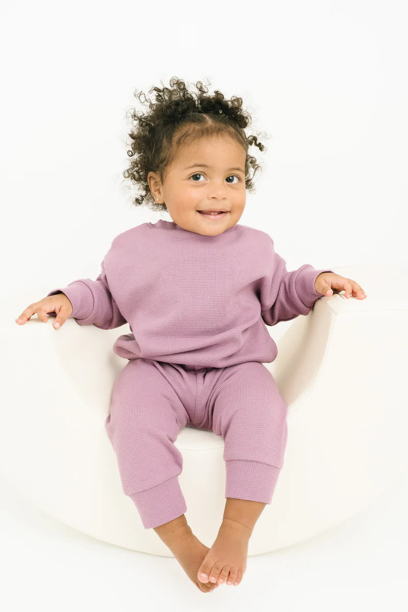 Plum Waffle Crewneck Set | Little One Shop Co