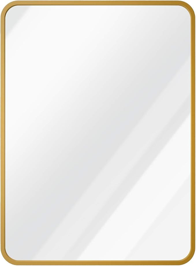 USHOWER 24" x 36" Gold Rectangle Wall Mirror, Large Metal Frame Decor Mirror for Bathroom, Entryw... | Amazon (US)
