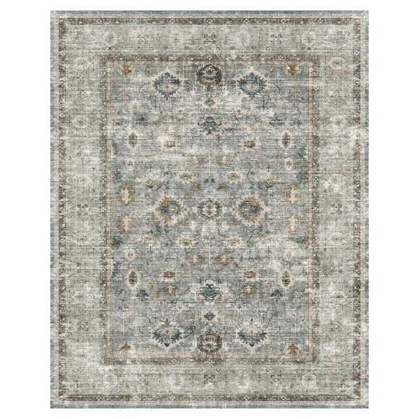 Vintage Green Distressed Washable Oriental Area Rug For Living Room, Bedroom | Wayfair North America