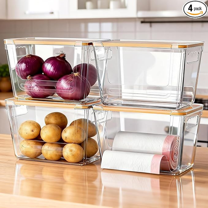 4 Pack Garbage Bag Dispenser, Under Sink for Kitchen, Cabinet, Laundry Room, Pantry Organizer and... | Amazon (US)