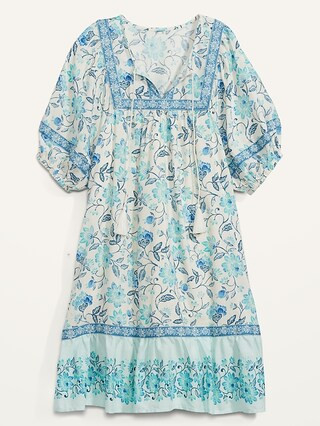 Puff-Sleeve Printed Swing Dress for Women | Old Navy (US)