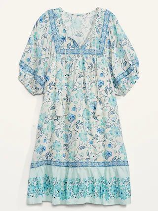 Puff-Sleeve Printed Mini Swing Dress for Women | Old Navy (US)