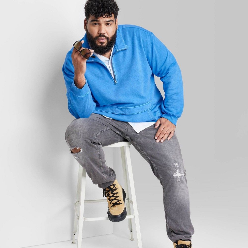 Men's Big & Tall ¼ Zip Sweatshirt - Original Use Blue 4XLT | Target