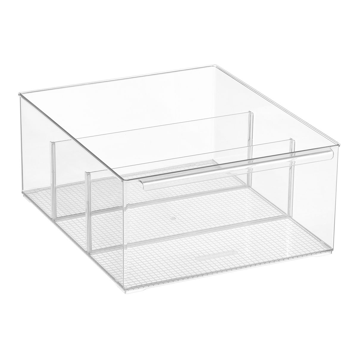 Everything Organizer XL Shelf Depth Pantry Bin w/ Dividers Clear | The Container Store