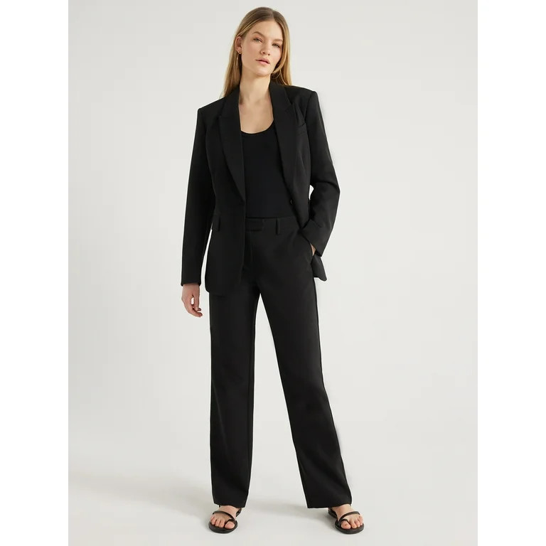 Scoop Women's One Button Crepe Suit Blazer, Sizes XS-XXL | Walmart (US)