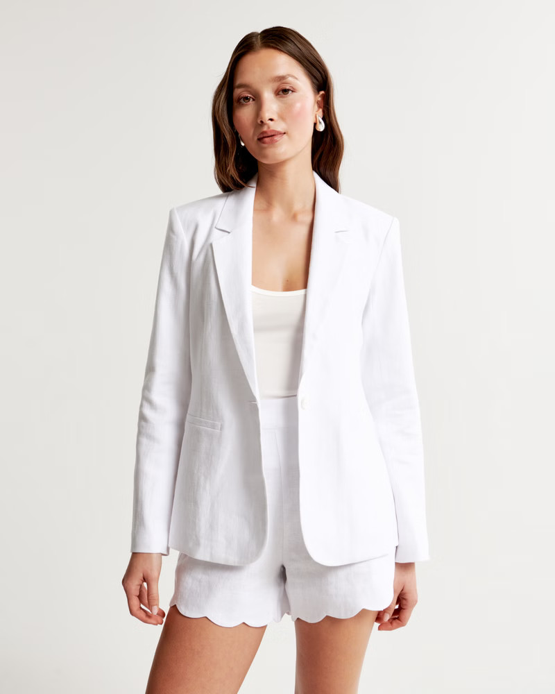 Women's Premium Linen Blazer | Women's Coats & Jackets | Abercrombie.com | Abercrombie & Fitch (US)