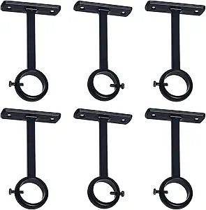 KXLife Ceiling-Mount Single Curtain Rod Brackets Heavy Duty 1 Inch Curtain Rod Holder(Set of 6, B... | Amazon (US)