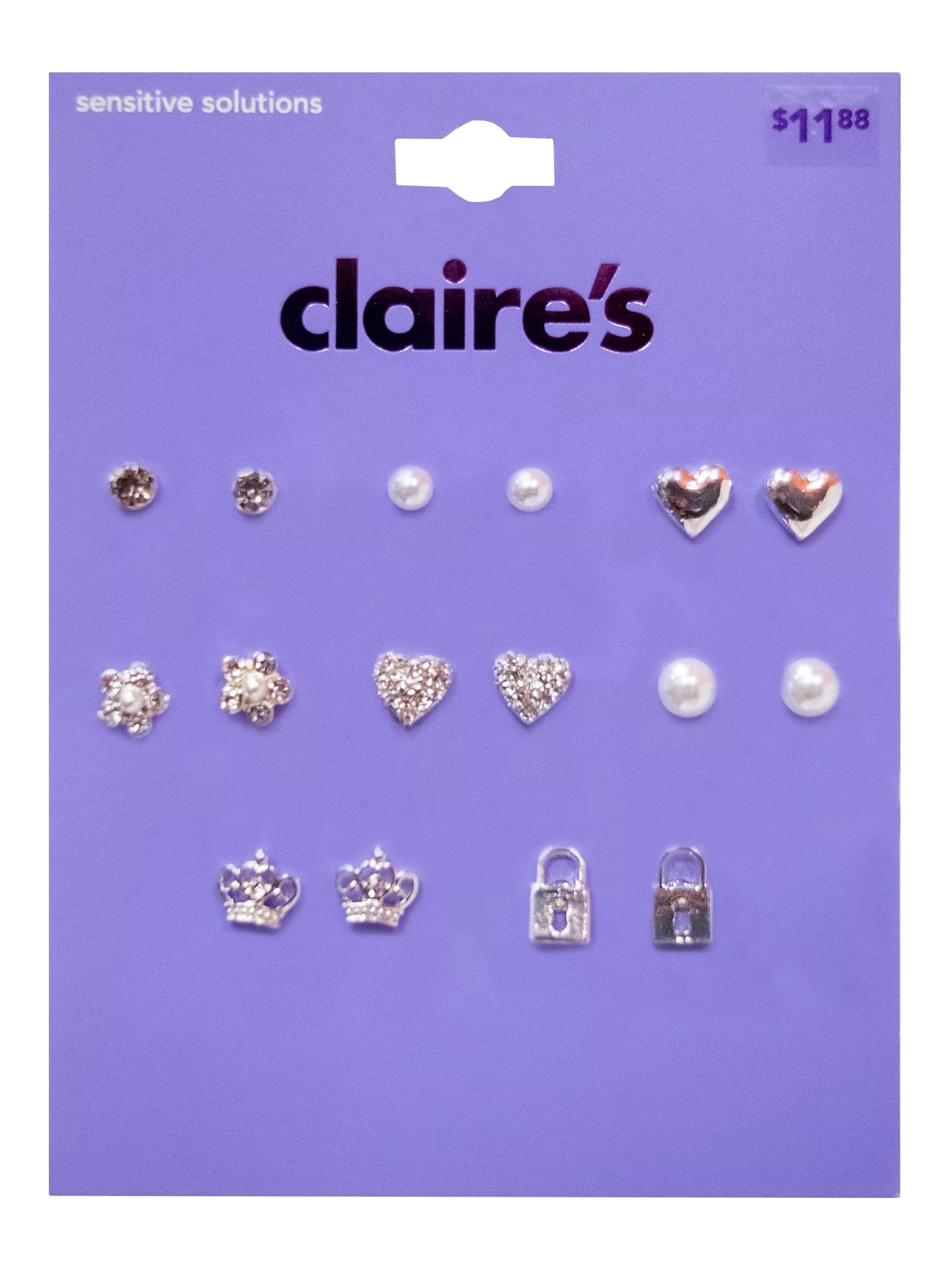 Claire's Girls' Critter Happy Stud Earrings Set, Post Back, 10 Pack, 76220