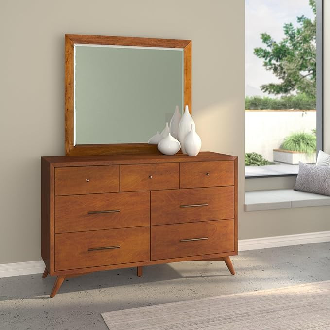 Alpine Furniture Flynn Mahogany and Okoume Veneer Dresser Mirror, Acorn | Amazon (US)