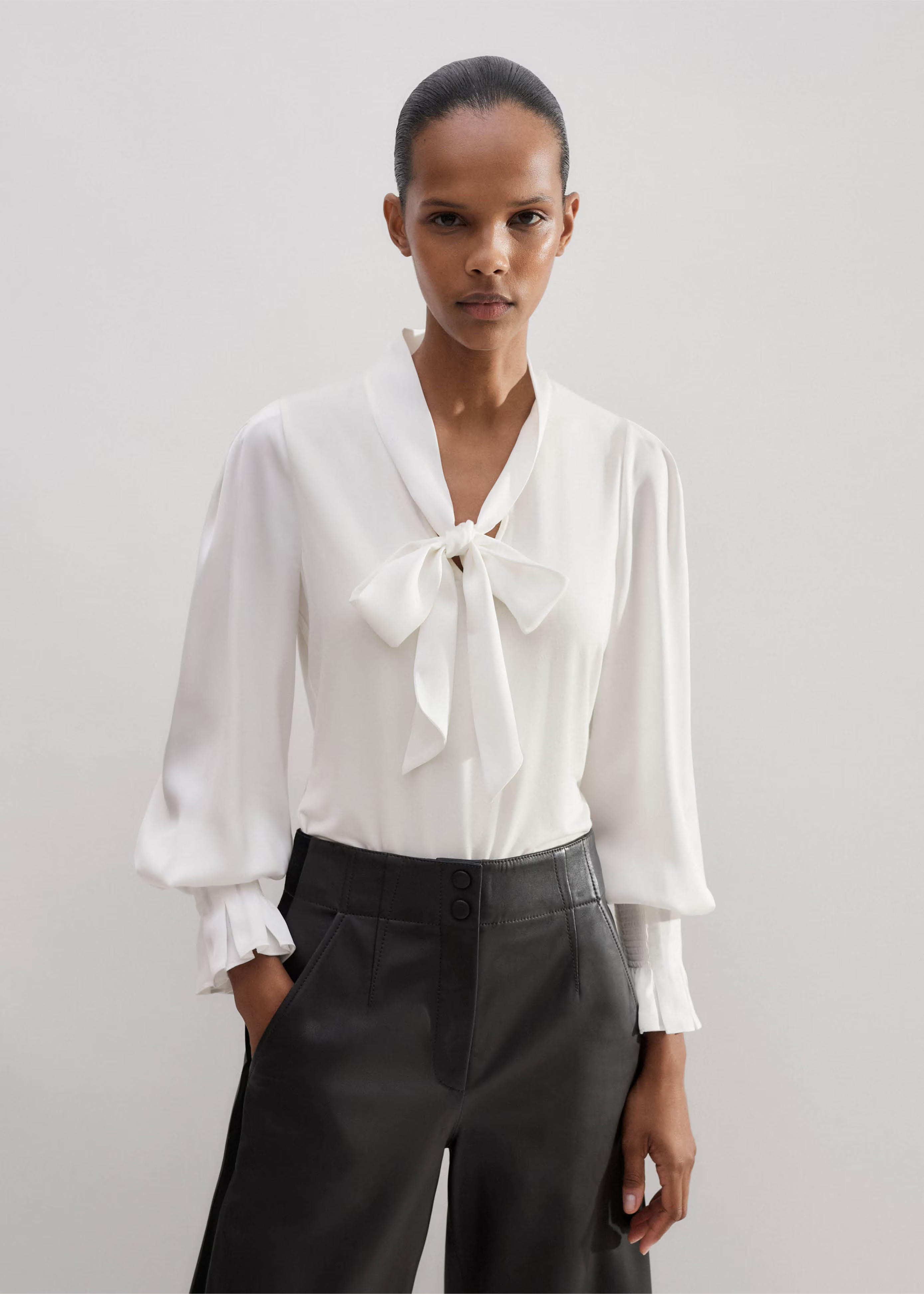 Fluid Pussybow Layering Blouse | ME+EM US