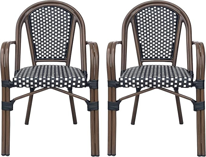 Christopher Knight Home Brianna Bistro Chairs, Black + White + Brown Wood | Amazon (US)