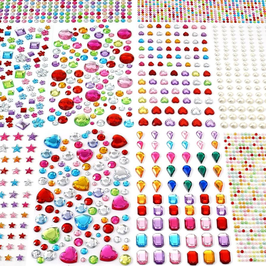 MYDBUYSOME 2774pcs Gem Stickers Jewels for Crafts, Self Adhesive Rhinestone Jewel Stick on Gems, ... | Amazon (US)