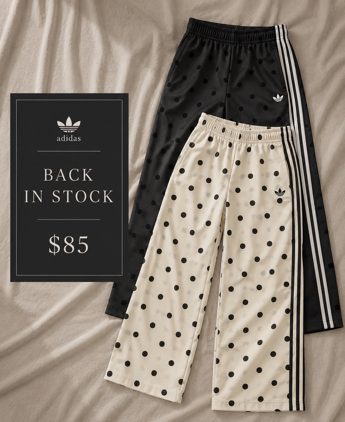 THE adidas polka dot pants everyone keeps asking about are finally back in stock.