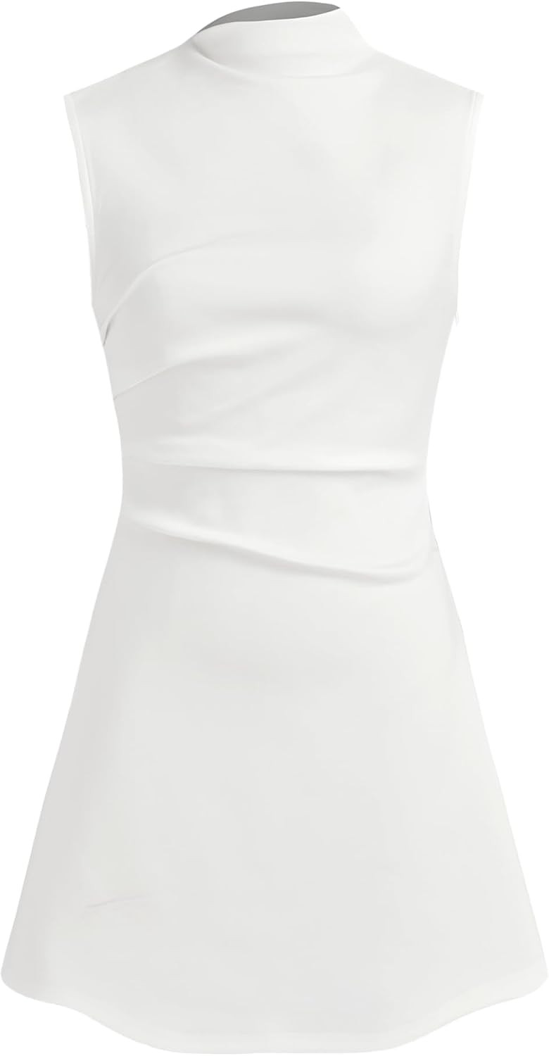 CIDER Turtleneck Sleeveless Ruched Mini Dress | Amazon (US)