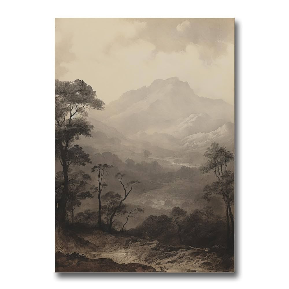 Rustic Landscape Forest, Vintage Mountainscape, Mountain Poster, Mountain Print, Forest Print, Fo... | Amazon (US)