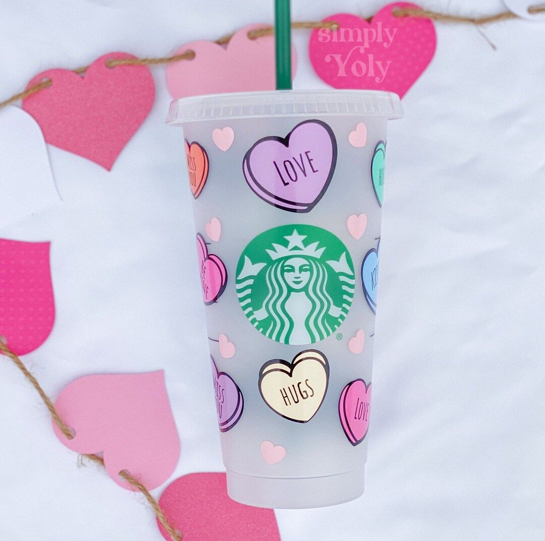 Valentines Day Starbucks Cup Candy Hearts Starbucks Cup - Etsy | Etsy (US)