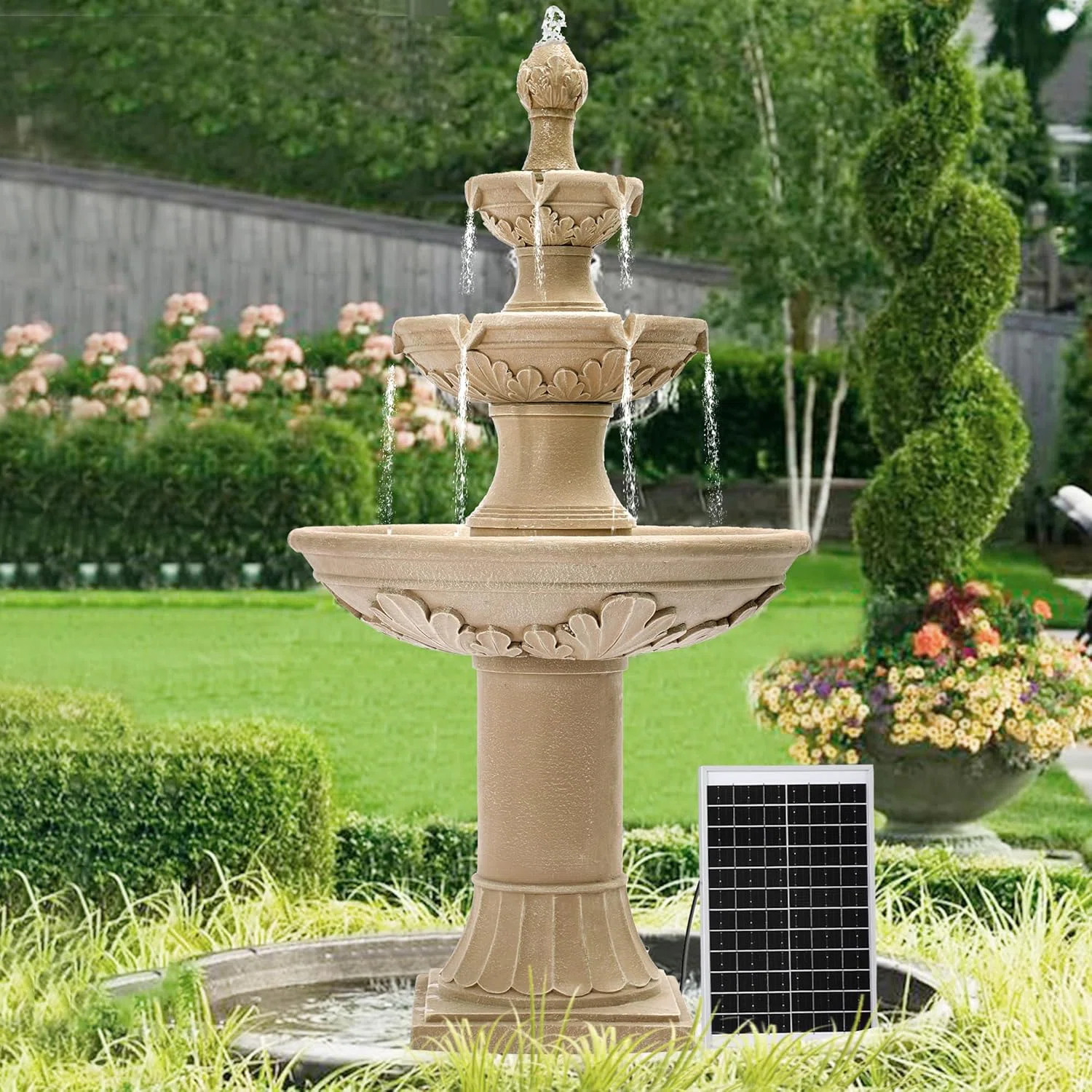 Italian Solar Water Fountains Outdoor Garden Decor - 48.4''h Fountains And Waterfalls Outside, La... | Wayfair North America