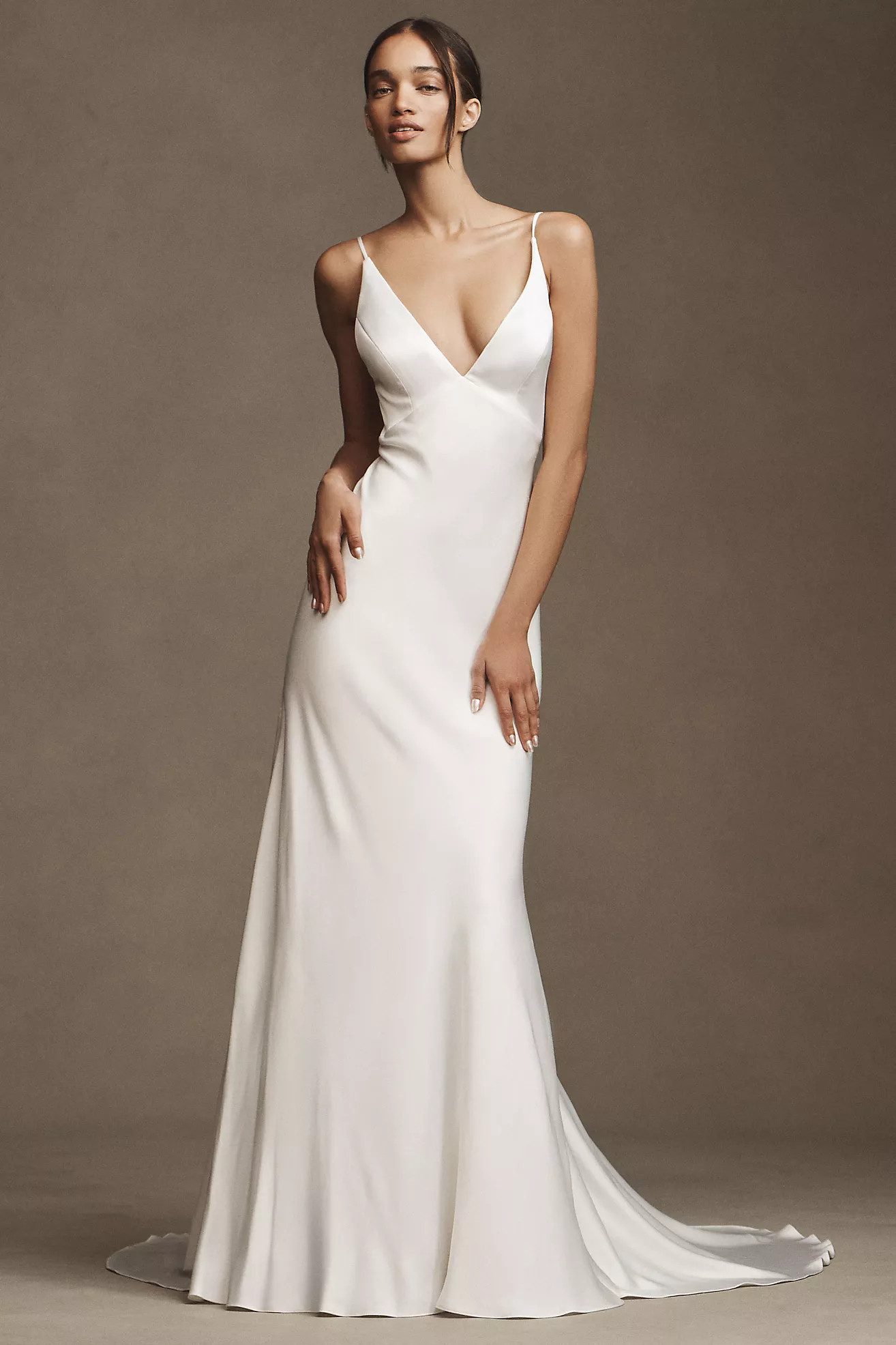 Jenny by Jenny Yoo Marnie Bias-Cut Satin V-Neck Scoop-Back Wedding Gown | Anthropologie (US)