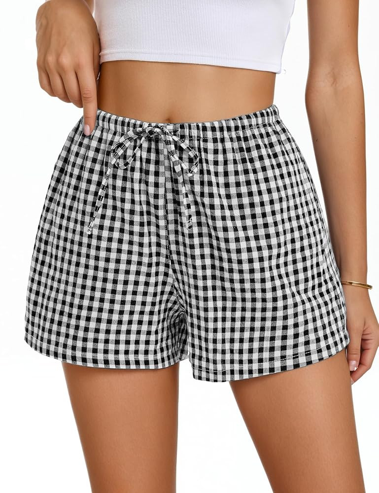 Women Boxer Shorts with Pockets Comfy Breathable Drawstring Short Cotton Pajama Lounge Trendy Bea... | Amazon (US)