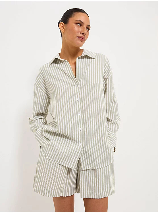 Khaki Striped Seersucker Shirt | George