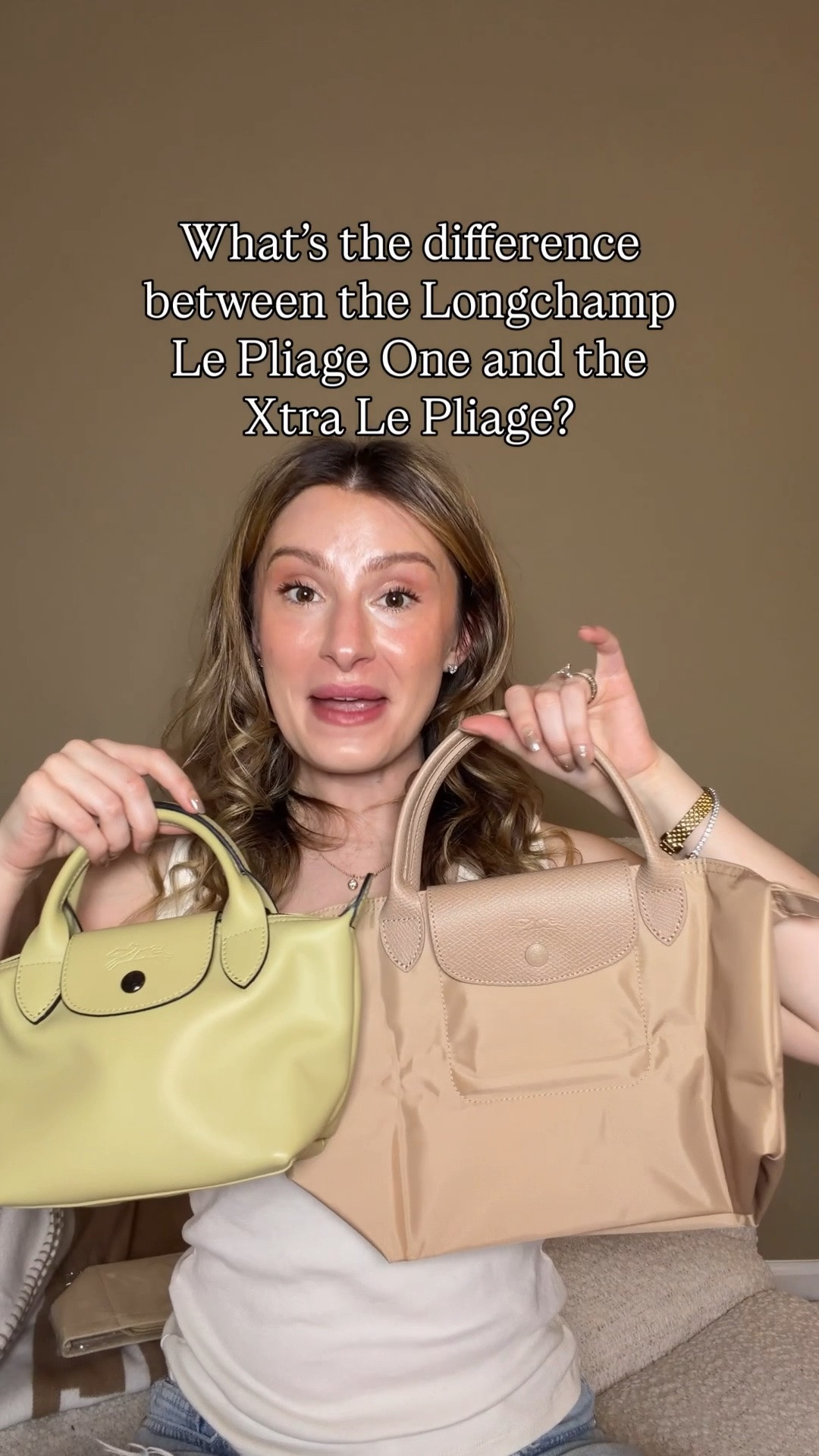 Comparing the new Longchamp Le Pliage One with the Xtra Le Pliage

They both have a monochromatic style with the leather handles and flaps matching the body of the bag however, the Le Pliage one has leather trimmings and a nylon body while the entire Xtra Le Pliage is made of the same leather.

The xtra also has nickel colored hardware while the One has silver for the zipper handle but the front button is the same color as the bag. 

They also offer different sizes. The Le Pliage xtra comes in a pouch and extra small for this style but the xtra lines offers a lot of different styles and sizes.

The Le Pliage one line is the same size and style as the original Le Pliage.

Which one would you choose?