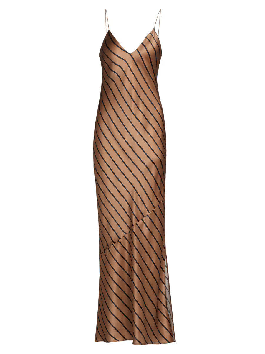Raven Stripe Silk Slip Gown | Saks Fifth Avenue