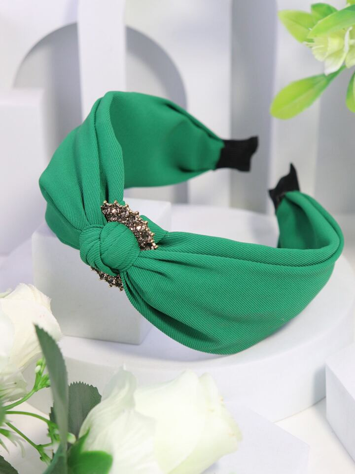 Brede hoofdband met strassdecorknoopdetail | SHEIN