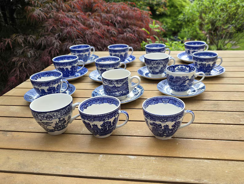 Vintage Willow Cup and Saucer Set: Blue & White China - Etsy | Etsy (US)