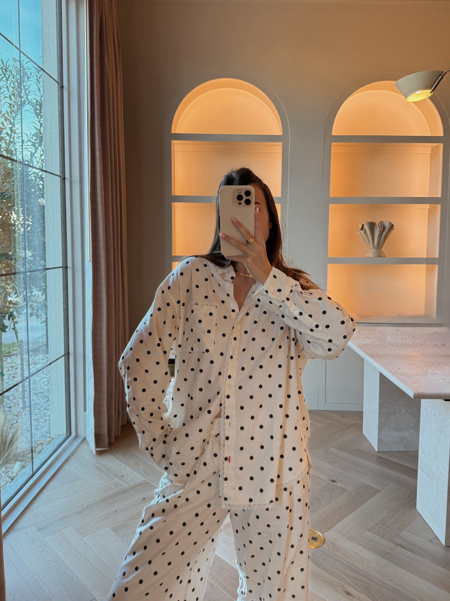 Cutest pjs from Aerie I’m wearing size small both💭

Pajamas, pj set, polka dot pajamas, Valentines pajamas, valentine pjs, valentines pjs 