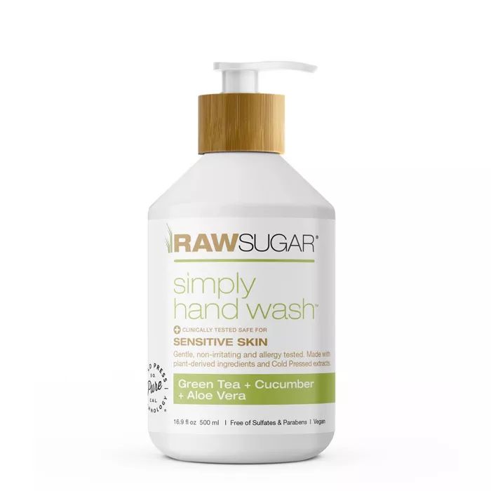 Raw Sugar Simply Hand Wash Sensitive Skin Green Tea + Cucumber + Aloe - 16.9 fl oz | Target