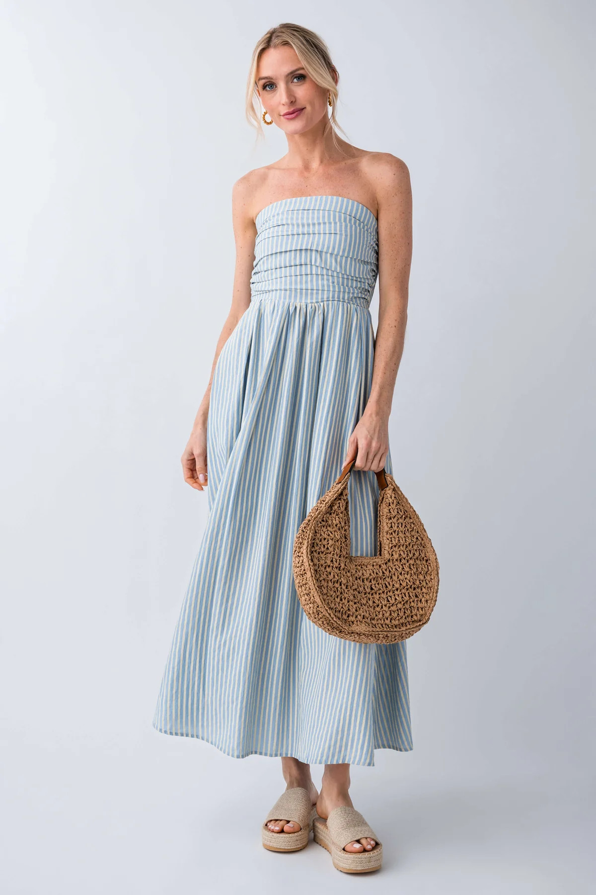 By Together Stripe Strapless Dress | Social Threads