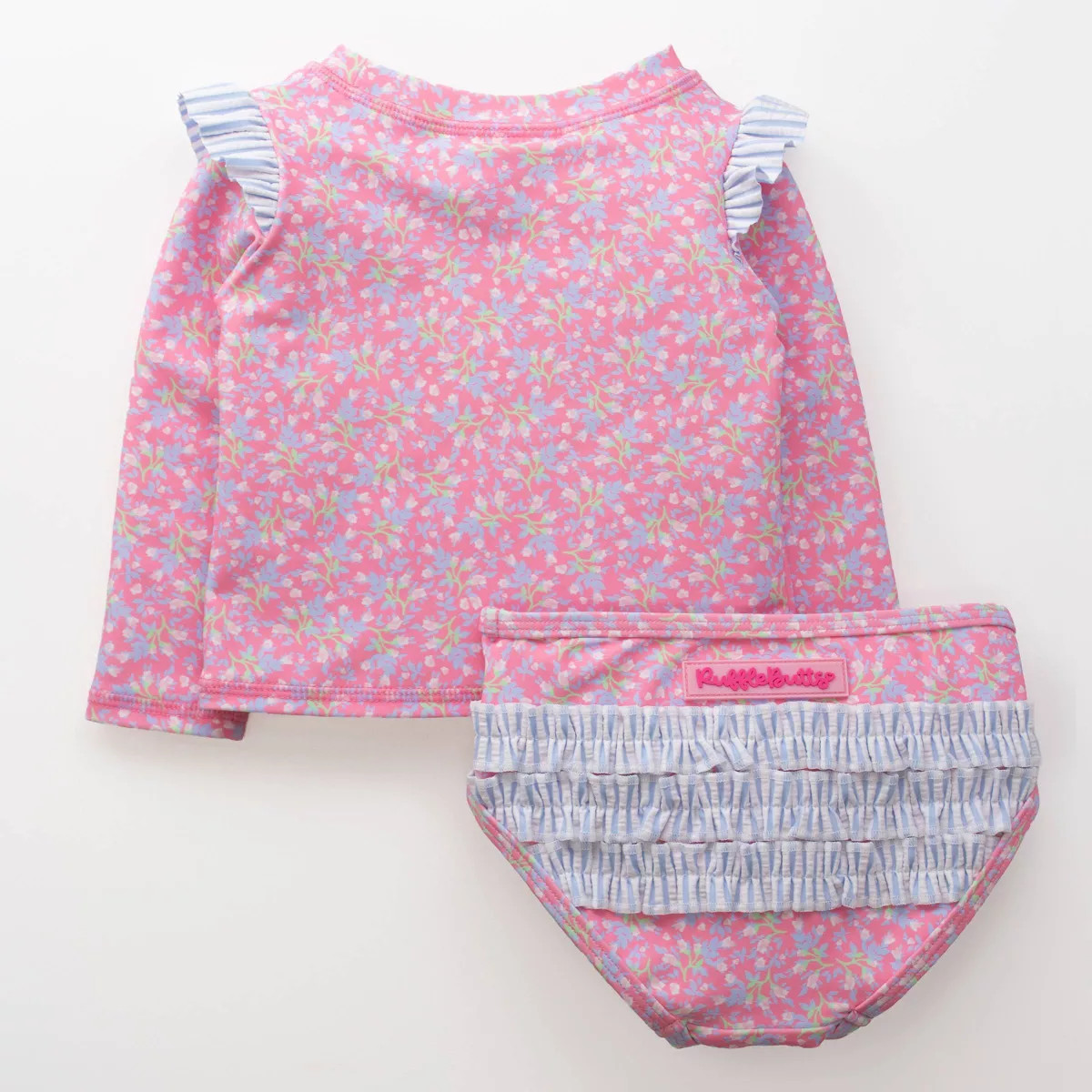 RuffleButts Toddler Girls' Ditsy Floral Long Sleeve 2pc Rash Guard Set - Pink 5T | Target
