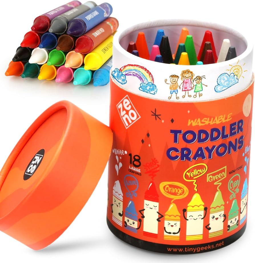 Jumbo Crayons for Toddlers, 18 Colors, Non-Toxic Washable, Easy to Hold | Amazon (US)