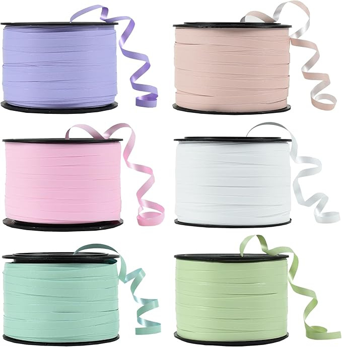 BEISHIDA 6 Assorted Colors Curling Ribbons Balloon String Ribbons - Pastel Colors 6 Rolls for Gif... | Amazon (US)