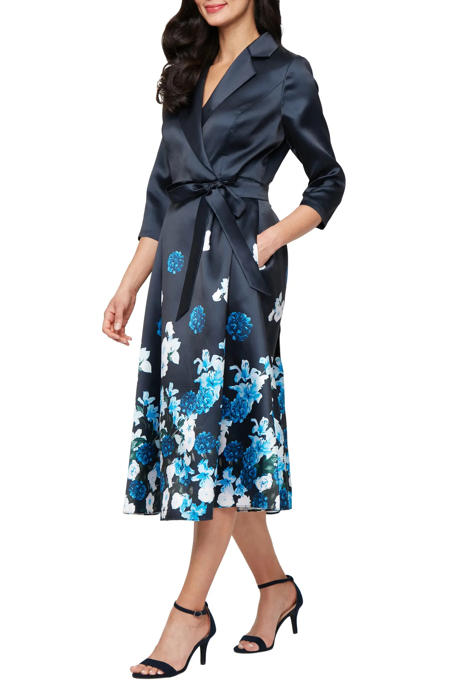 Alex Evenings Placement Print Faux Wrap Mikado Cocktail Dress | Nordstrom | Nordstrom