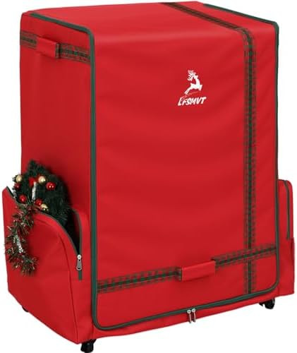 Rolling Christmas Ornament Storage Box - 120Pc Steel-Frame Decor Organizer Chest with Adjustable ... | Amazon (US)