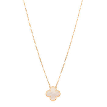 18K Yellow Gold Mother of Pearl Vintage Alhambra Pendant Necklace | FASHIONPHILE (US)