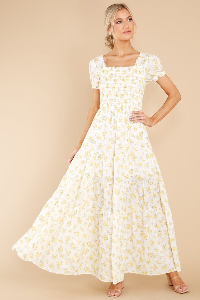 Heart Of Marigolds White Floral Print Maxi Dress | Red Dress 