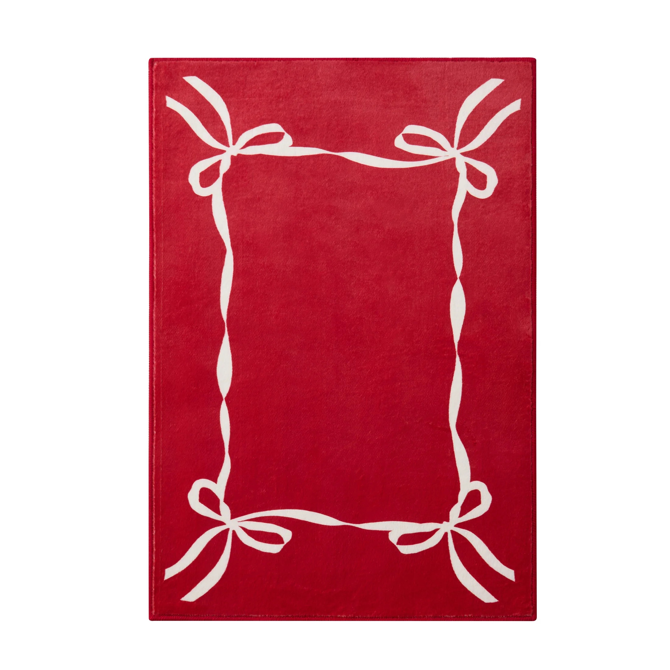 My Texas House Red/White Ribbon Faux Fur Washable Indoor Area Rug, 2' x 3' | Walmart (US)
