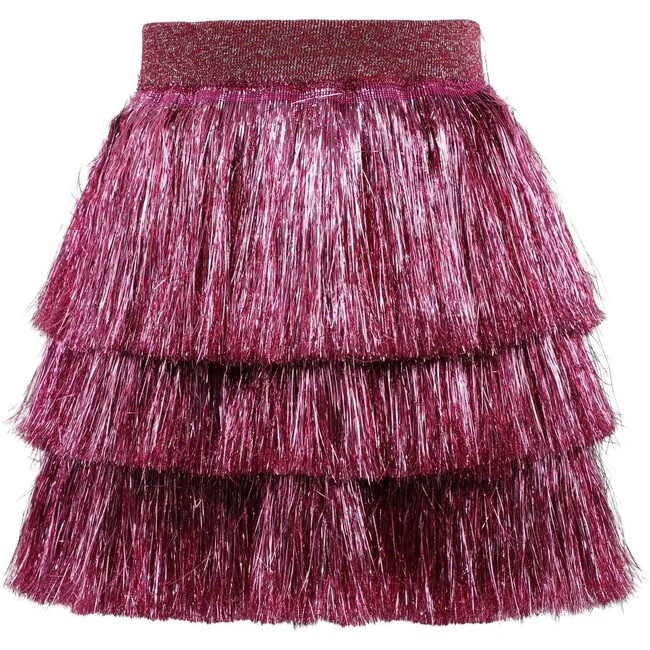 Lola + The Boys | Hot (Pink Shimmer Tinsel Party Skirt, Size 14Y) | Maisonette | Maisonette