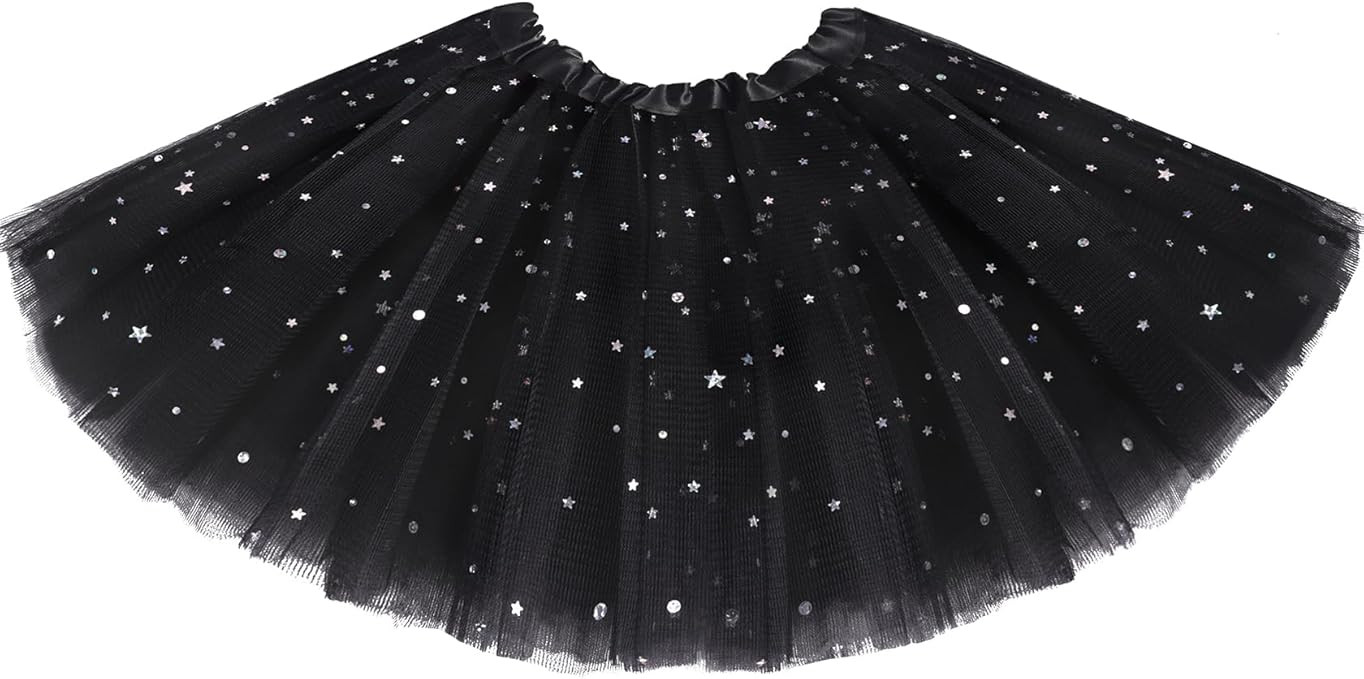 Tutu for Girls Stars Sequins Princess Ballet Dress Tulle Skirt for Girls 4-12 Years 3 Layered | Amazon (US)