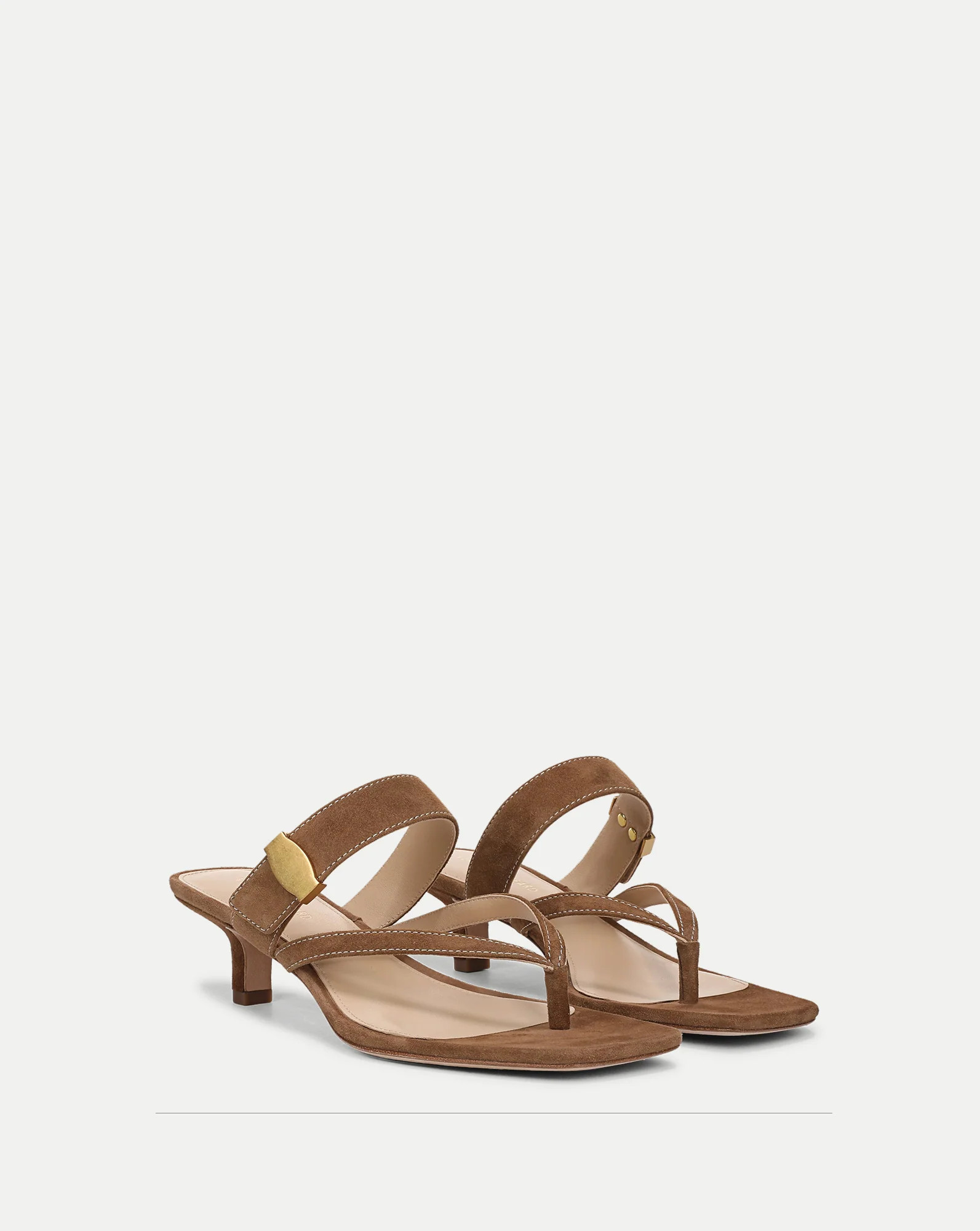 Salva Dash Kitten-Heel Sandal in Light Brown Chestnut | Veronica Beard | Veronica Beard