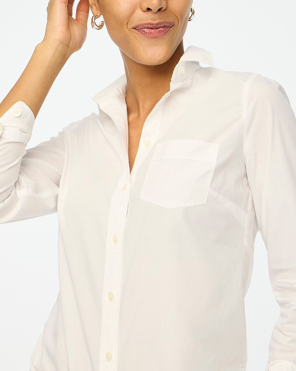 Petite button-up cotton-blend poplin shirt in signature fit | J.Crew Factory