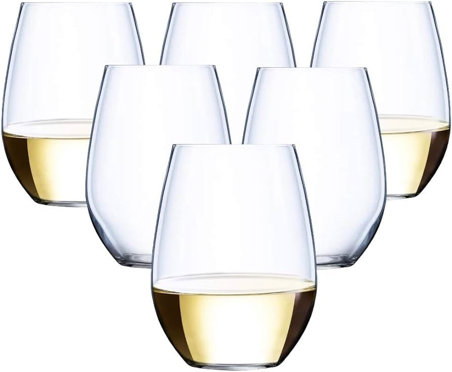 Oojami 36 Count Stemless Unbreakable Crystal Clear Disposable Plastic Wine Glasses - 10 ounces | Amazon (US)