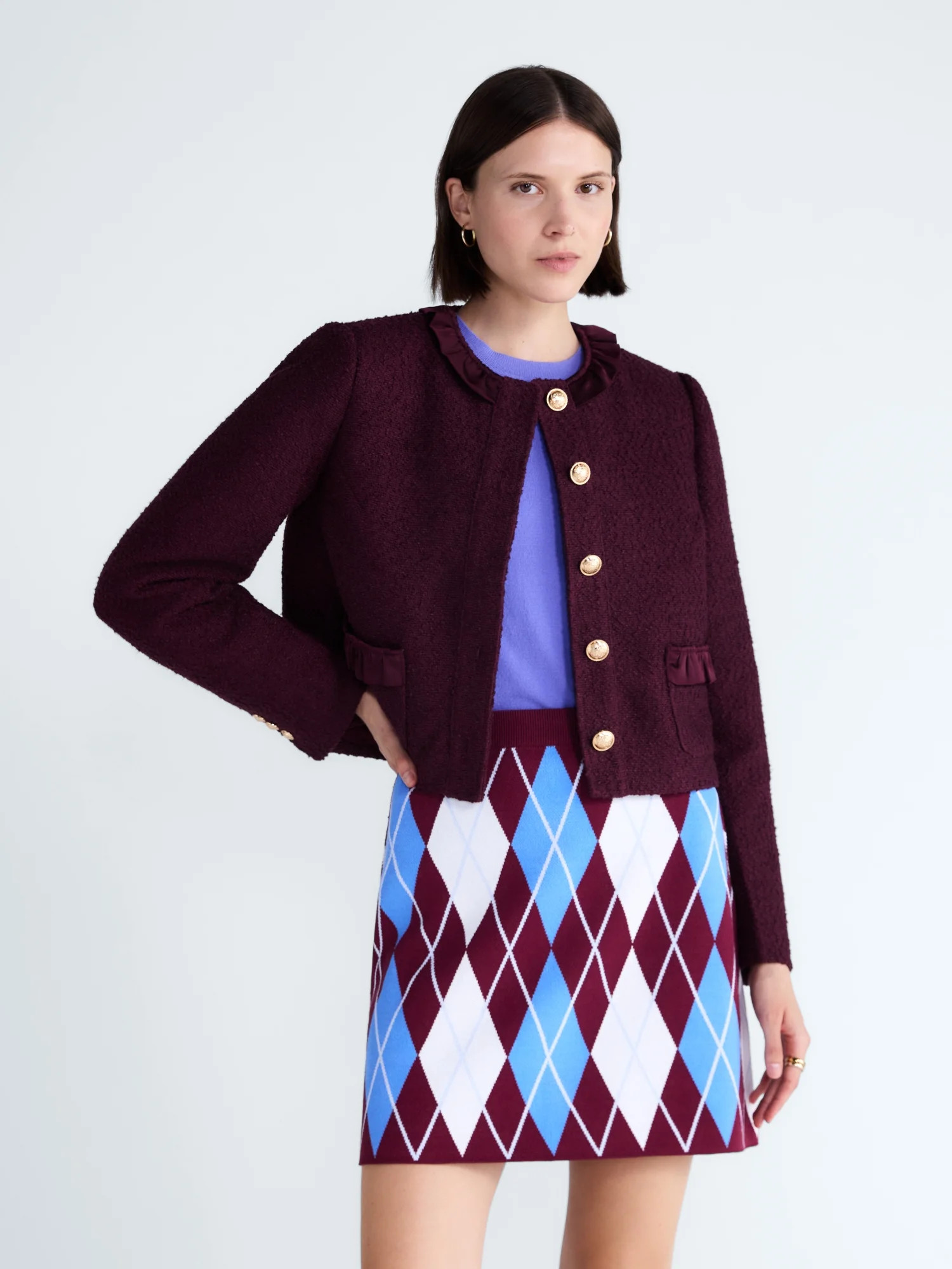 Free Assembly Women’s and Women's Plus Ruffle Trim Nubby Jacket with Long Sleeves, Sizes XS-4X | Walmart (US)