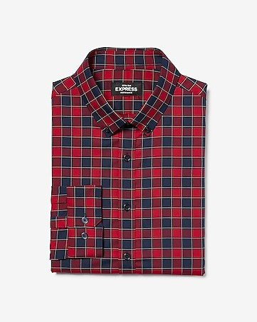 classic plaid wrinkle-resistant performance shirt | Express